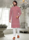 Red Colour Outluk vol 25 Stylish Fancy Designer Party And Function Wear Art Silk With Lucknowi Kurta Churidar Pajama Redymade Collection 25009